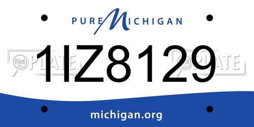 1IZ8129 Michigan License Plate