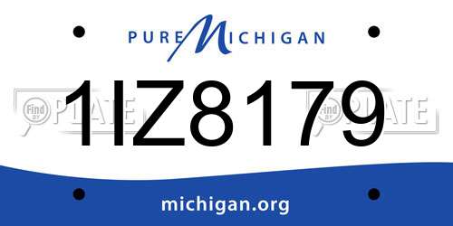 1IZ8179 Michigan License Plate