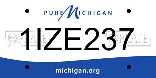 1IZE237 Michigan License Plate
