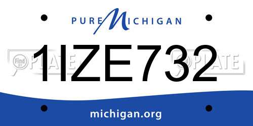 1IZE732 Michigan License Plate