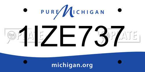 1IZE737 Michigan License Plate