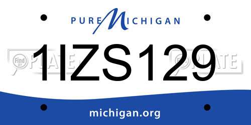 1IZS129 Michigan License Plate