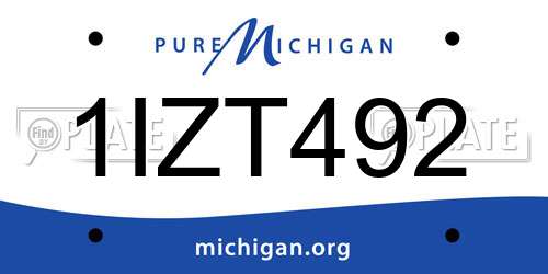 1IZT492 Michigan License Plate