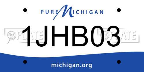 1JHB03 Michigan License Plate