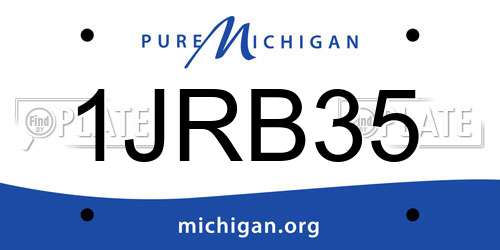 1JRB35 Michigan License Plate
