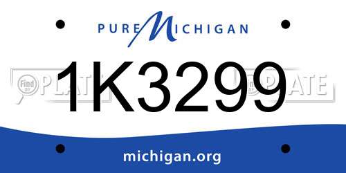 1K3299 Michigan License Plate