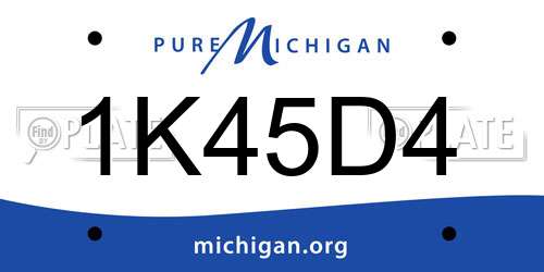 1K45D4 Michigan License Plate