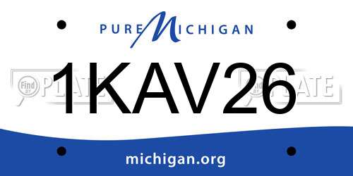 1KAV26 Michigan License Plate
