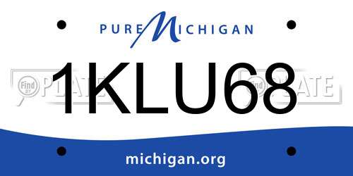 1KLU68 Michigan License Plate