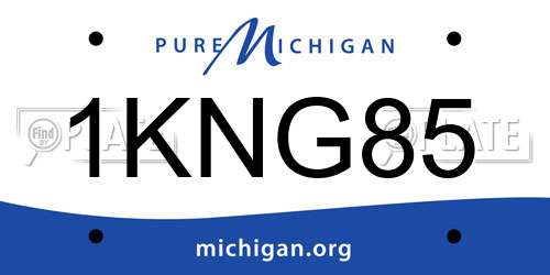 1KNG85 Michigan License Plate