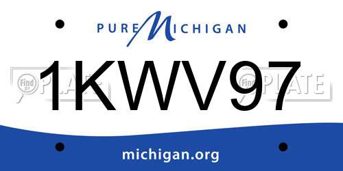 1KWV97 Michigan License Plate