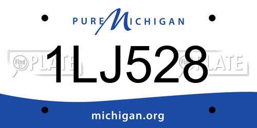 1LJ528 Michigan License Plate