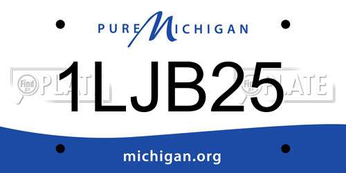 1LJB25 Michigan License Plate