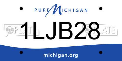 1LJB28 Michigan License Plate