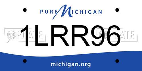 1LRR96 Michigan License Plate
