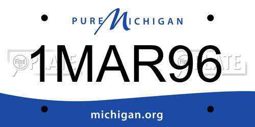 1MAR96 Michigan License Plate