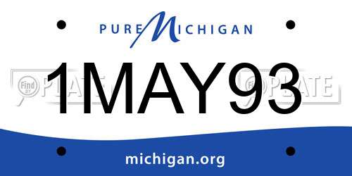 1MAY93 Michigan License Plate