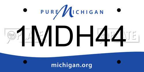 1MDH44 Michigan License Plate