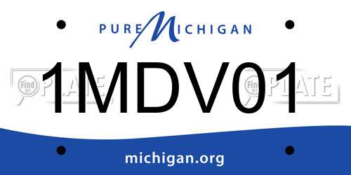 1MDV01 Michigan License Plate
