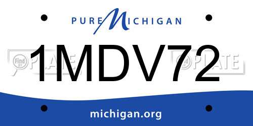 1MDV72 Michigan License Plate