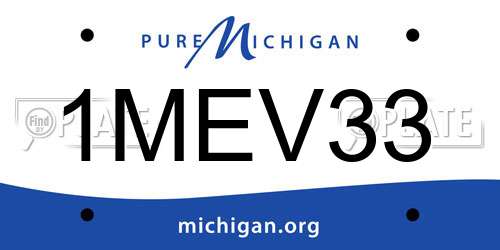 1MEV33 Michigan License Plate