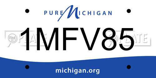 1MFV85 Michigan License Plate