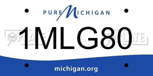 1MLG80 Michigan License Plate