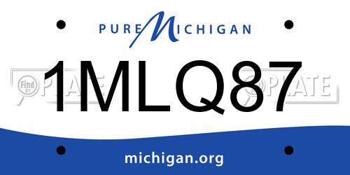 1MLQ87 Michigan License Plate