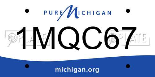 1MQC67 Michigan License Plate