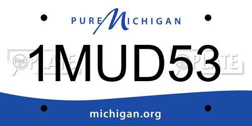 1MUD53 Michigan License Plate