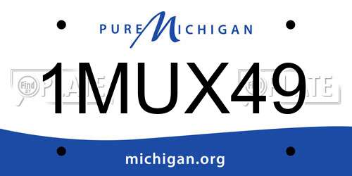1MUX49 Michigan License Plate