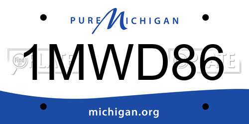 1MWD86 Michigan License Plate