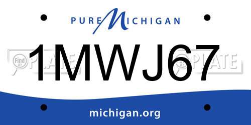 1MWJ67 Michigan License Plate