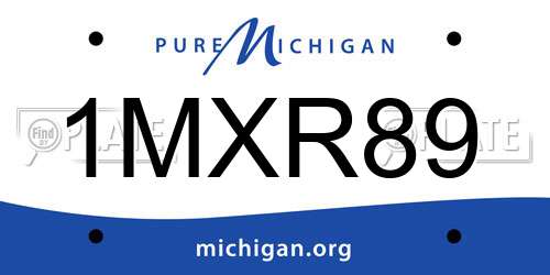 1MXR89 Michigan License Plate