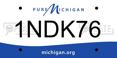 1NDK76 Michigan License Plate