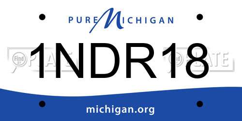 1NDR18 Michigan License Plate