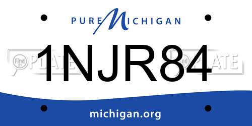 1NJR84 Michigan License Plate