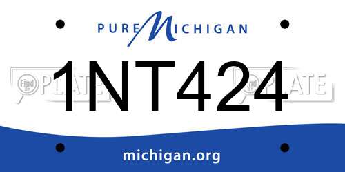 1NT424 Michigan License Plate