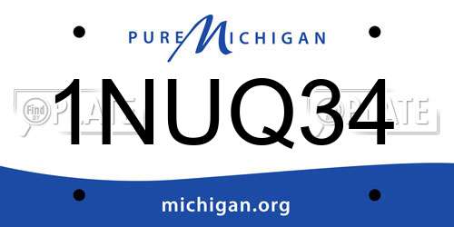 1NUQ34 Michigan License Plate