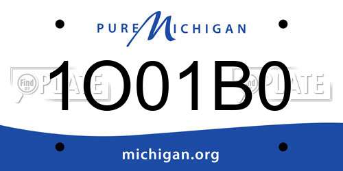 1O01B0 Michigan License Plate