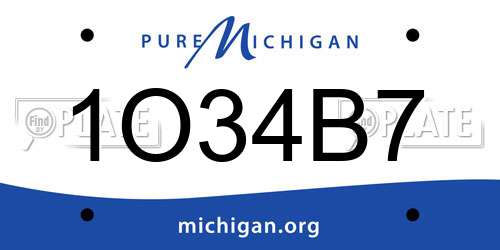 1O34B7 Michigan License Plate
