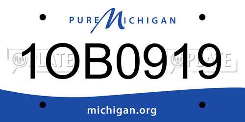 1OB0919 Michigan License Plate