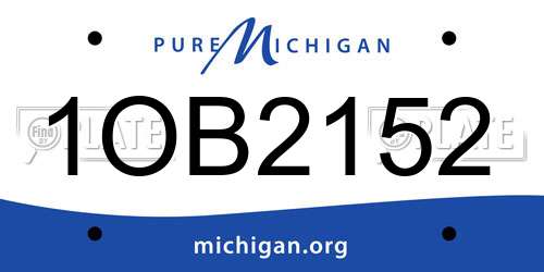 1OB2152 Michigan License Plate