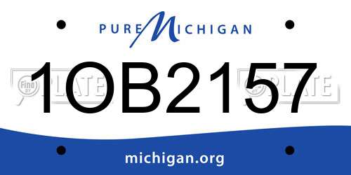 1OB2157 Michigan License Plate