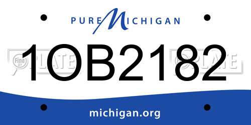 1OB2182 Michigan License Plate