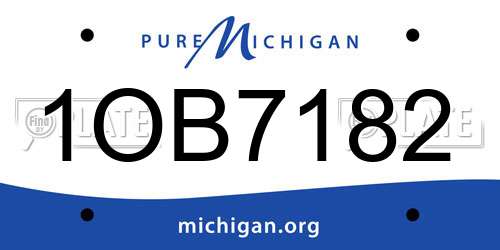 1OB7182 Michigan License Plate