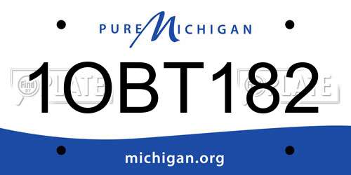 1OBT182 Michigan License Plate