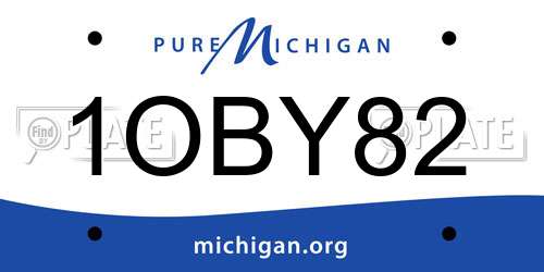 1OBY82 Michigan License Plate