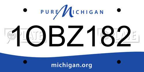 1OBZ182 Michigan License Plate