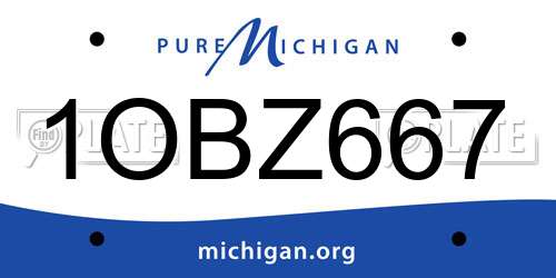 1OBZ667 Michigan License Plate